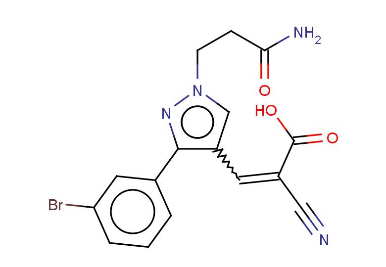 3-[3-(3-bromophenyl)-1-(2-carbamoylethyl)-1H-pyrazol-4-yl]-2-cyanoprop-2-enoic acid