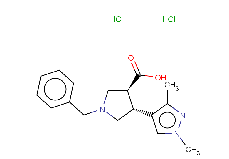 rac-(3R,4S)-1-benzyl-4-(1,3-dimethyl-1H-pyrazol-4-yl)pyrrolidine-3-carboxylic acid dihydrochloride, trans