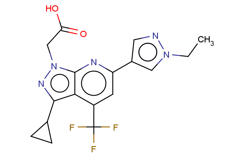 2-[3-cyclopropyl-6-(1-ethyl-1H-pyrazol-4-yl)-4-(trifluoromethyl)-1H-pyrazolo[3,4-b]pyridin-1-yl]acetic acid