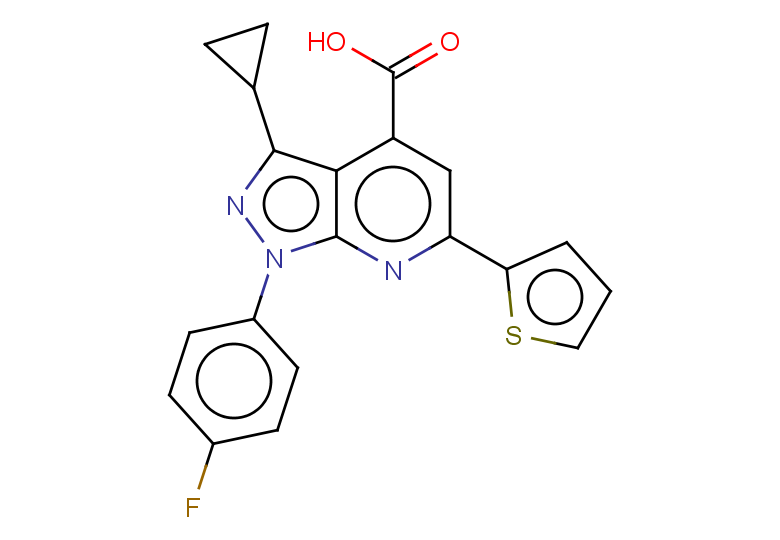 3-cyclopropyl-1-(4-fluorophenyl)-6-(thiophen-2-yl)-1H-pyrazolo[3,4-b]pyridine-4-carboxylic acid