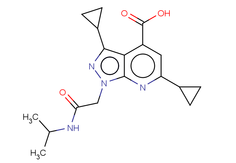 3,6-dicyclopropyl-1-{[(propan-2-yl)carbamoyl]methyl}-1H-pyrazolo[3,4-b]pyridine-4-carboxylic acid