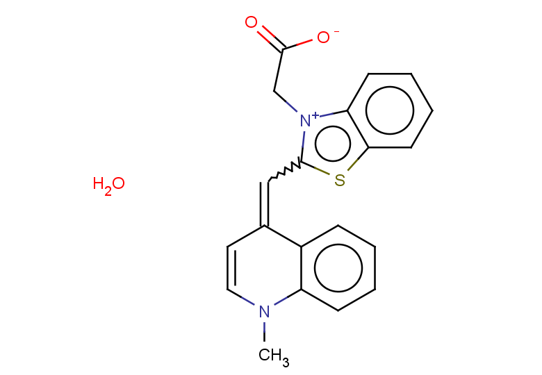 3-(carboxymethyl)-2-[(1-methyl-1,4-dihydroquinolin-4-ylidene)methyl]-1,3-benzothiazol-3-ium, *1H2O