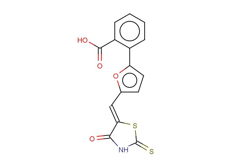 2-(5-{[(5Z)-4-oxo-2-sulfanylidene-1,3-thiazolidin-5-ylidene]methyl}furan-2-yl)benzoic acid