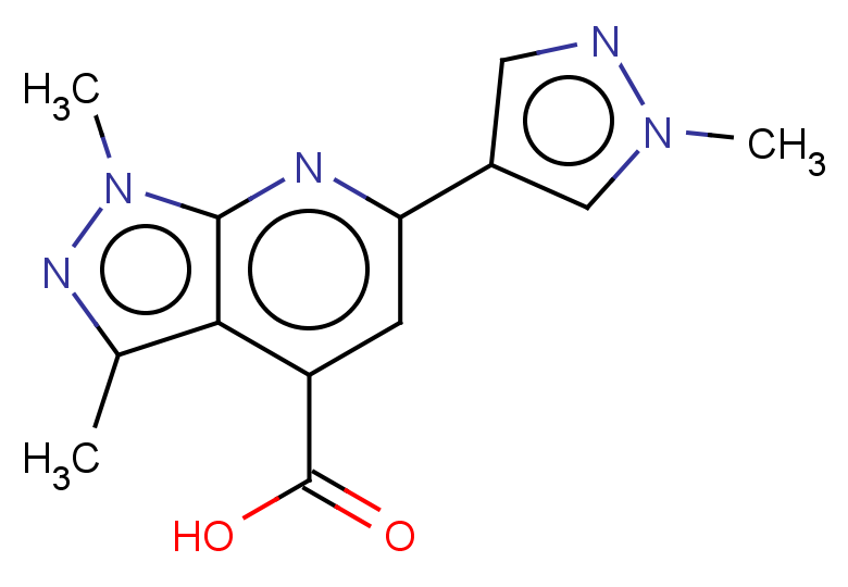 1,3-dimethyl-6-(1-methyl-1H-pyrazol-4-yl)-1H-pyrazolo[3,4-b]pyridine-4-carboxylic acid