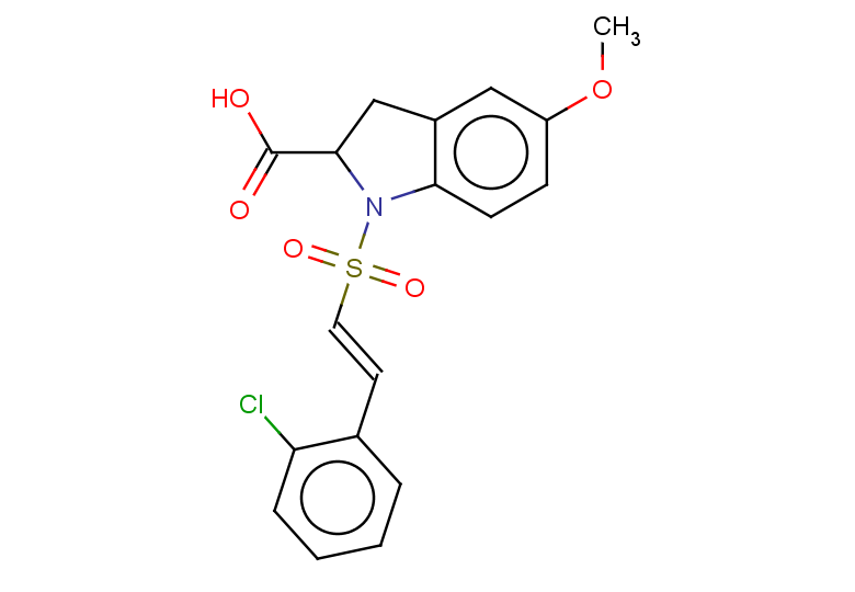 1-[(E)-2-(2-chlorophenyl)ethenesulfonyl]-5-methoxy-2,3-dihydro-1H-indole-2-carboxylic acid