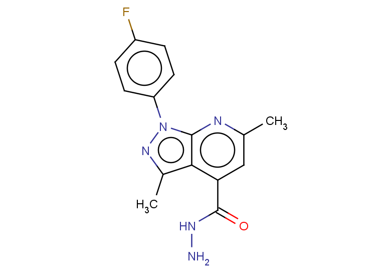 1-(4-FLUOROPHENYL)-3,6-DIMETHYL-1H-PYRAZOLO[3,4-B]PYRIDINE-4-CARBOHYDRAZI+