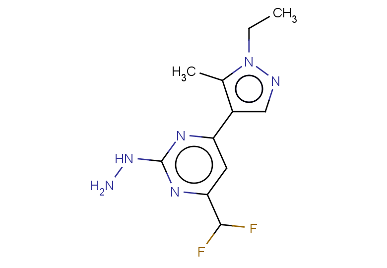 4-(DIFLUOROMETHYL)-6-(1-ETHYL-5-METHYL-1H-PYRAZOL-4-YL)-2-HYDRAZINOPYRIMI+