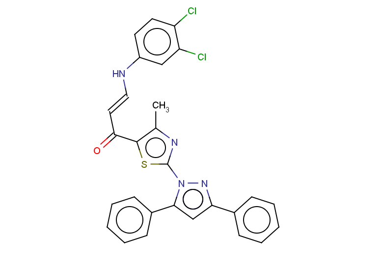 (2E)-3-[(3,4-dichlorophenyl)amino]-1-[2-(3,5-diphenyl-1H-pyrazol-1-yl)-4-methyl-1,3-thiazol-5-yl]prop-2-en-1-one