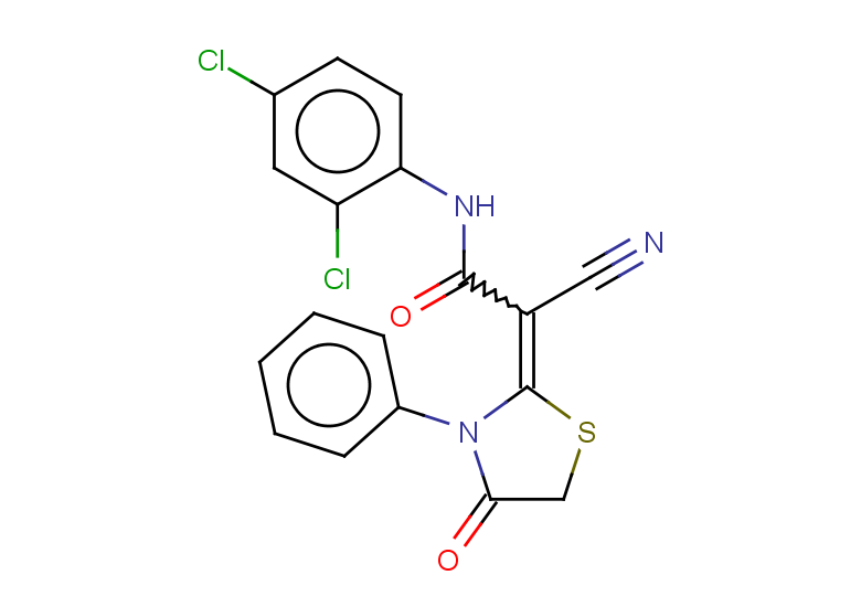 2-cyano-N-(2,4-dichlorophenyl)-2-(4-oxo-3-phenyl-1,3-thiazolidin-2-ylidene)acetamide