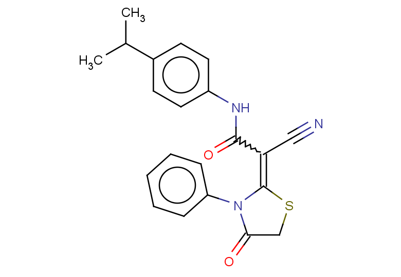 2-cyano-2-(4-oxo-3-phenyl-1,3-thiazolidin-2-ylidene)-N-[4-(propan-2-yl)phenyl]acetamide