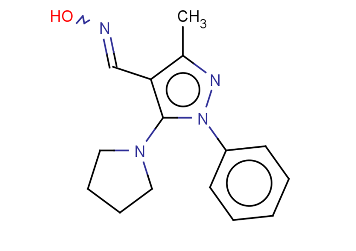 N-{[3-methyl-1-phenyl-5-(pyrrolidin-1-yl)-1H-pyrazol-4-yl]methylidene}hydroxylamine