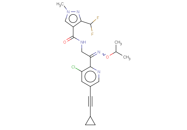 N-{2-[3-chloro-5-(2-cyclopropylethynyl)pyridin-2-yl]-2-[(propan-2-yloxy)imino]ethyl}-3-(difluoromethyl)-1-methyl-1H-pyrazole-4-carboxamide