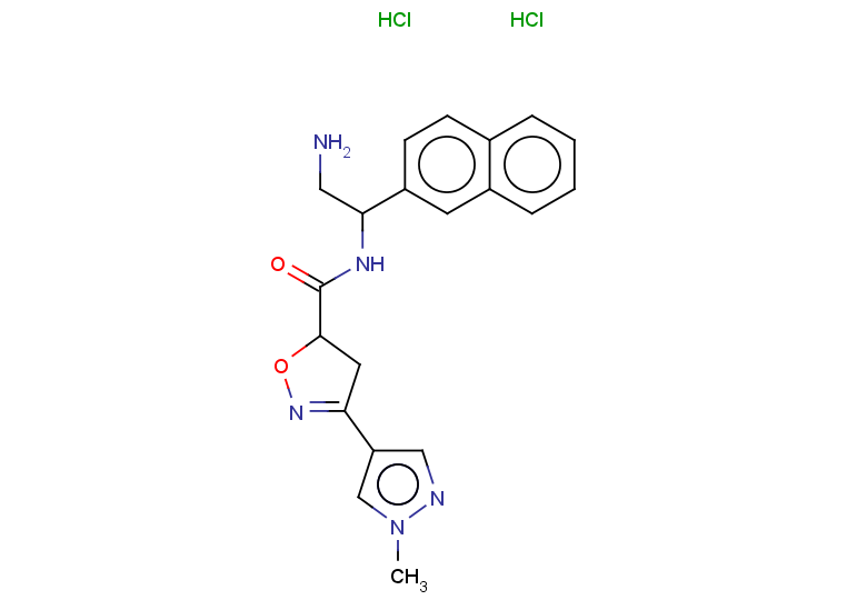 N-[2-amino-1-(naphthalen-2-yl)ethyl]-3-(1-methyl-1H-pyrazol-4-yl)-4,5-dihydro-1,2-oxazole-5-carboxamide dihydrochloride