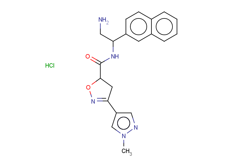 N-[2-amino-1-(naphthalen-2-yl)ethyl]-3-(1-methyl-1H-pyrazol-4-yl)-4,5-dihydro-1,2-oxazole-5-carboxamide hydrochloride