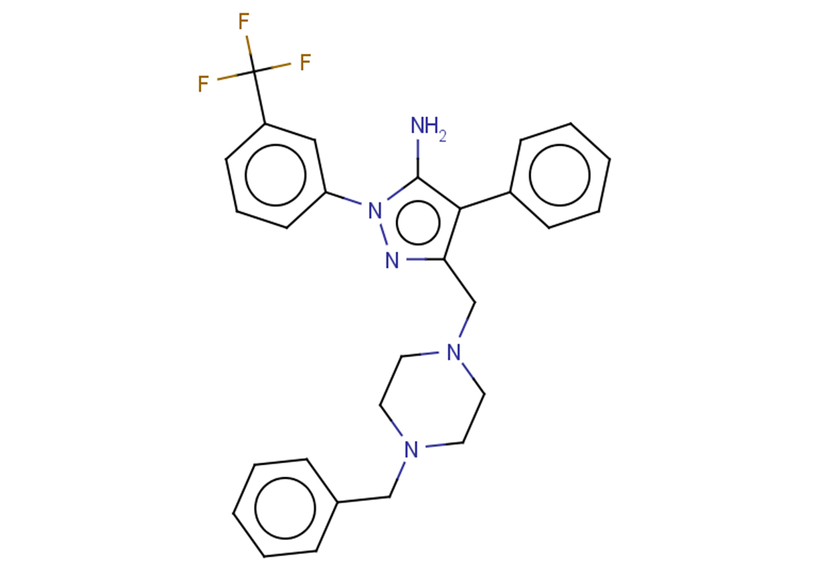3-[(4-benzylpiperazin-1-yl)methyl]-4-phenyl-1-[3-(trifluoromethyl)phenyl]-1H-pyrazol-5-amine