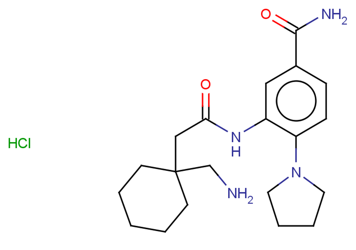 3-{2-[1-(aminomethyl)cyclohexyl]acetamido}-4-(pyrrolidin-1-yl)benzamide hydrochloride