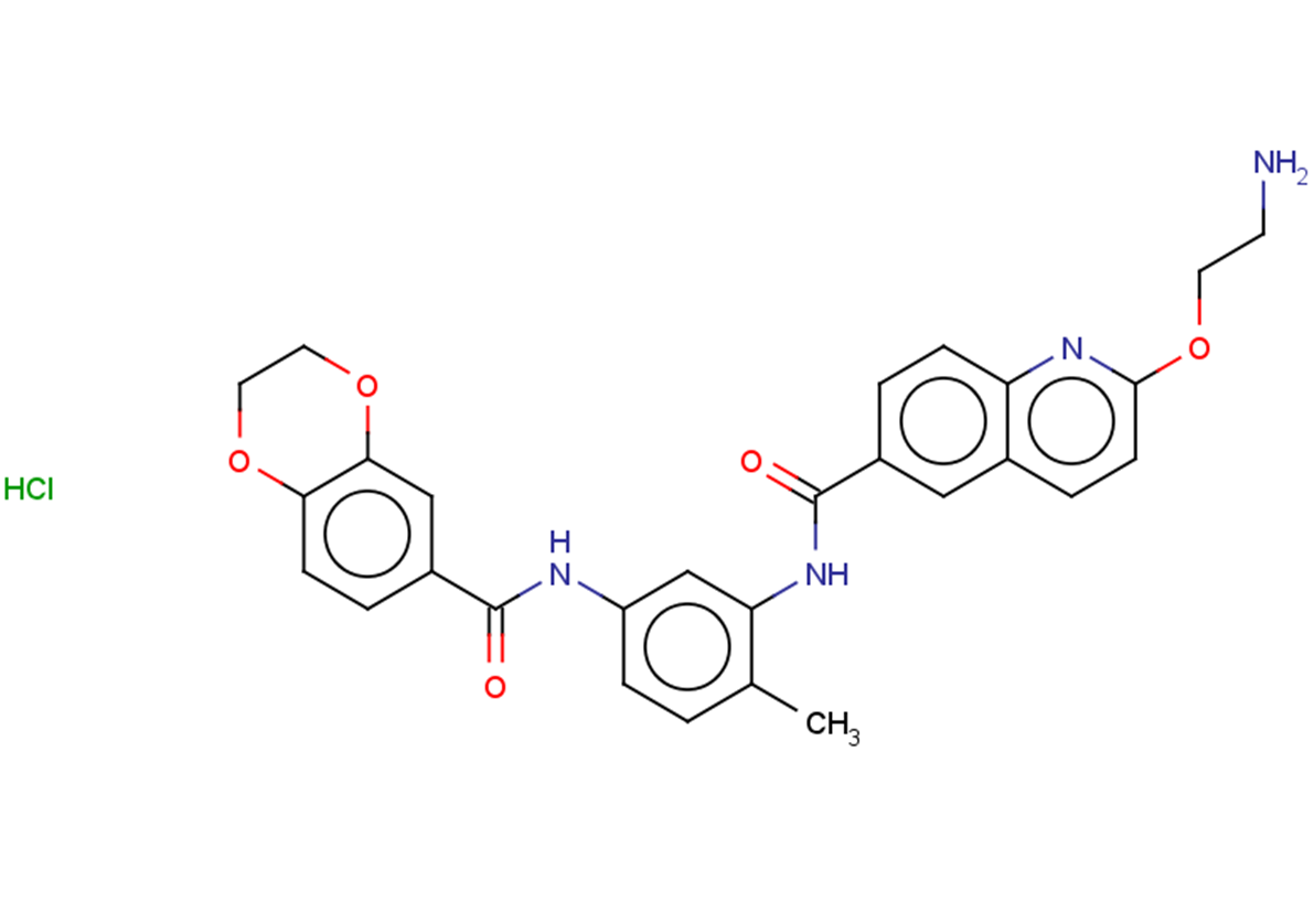 2-(2-aminoethoxy)-N-[5-(2,3-dihydro-1,4-benzodioxine-6-amido)-2-methylphenyl]quinoline-6-carboxamide hydrochloride