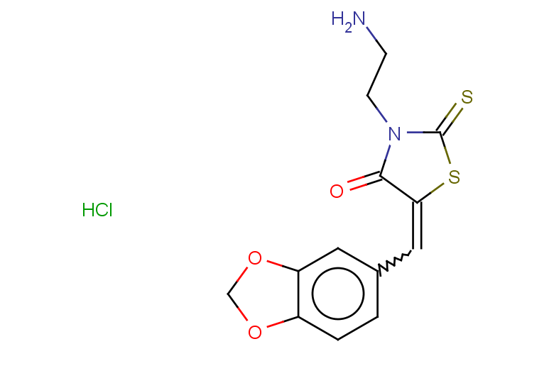 3-(2-aminoethyl)-5-(1,3-dioxaindan-5-ylmethylidene)-2-sulfanylidene-1,3-thiazolidin-4-one hydrochloride