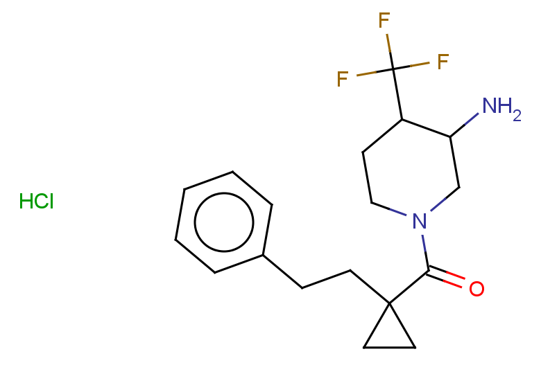 1-[1-(2-phenylethyl)cyclopropanecarbonyl]-4-(trifluoromethyl)piperidin-3-amine hydrochloride