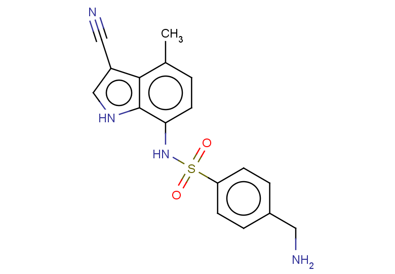4-(aminomethyl)-N-(3-cyano-4-methyl-1H-indol-7-yl)benzene-1-sulfonamide