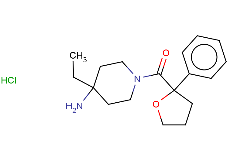 4-ethyl-1-(2-phenyloxolane-2-carbonyl)piperidin-4-amine hydrochloride