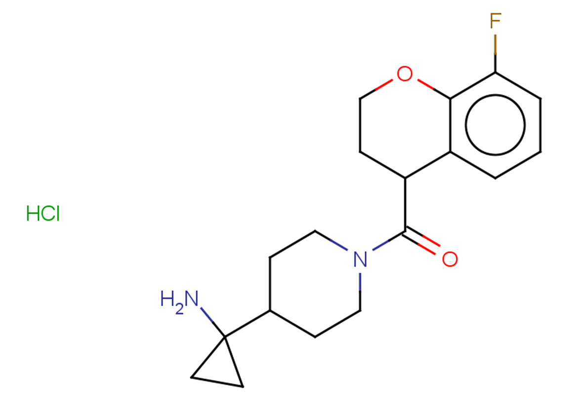 1-[1-(8-fluoro-3,4-dihydro-2H-1-benzopyran-4-carbonyl)piperidin-4-yl]cyclopropan-1-amine hydrochloride