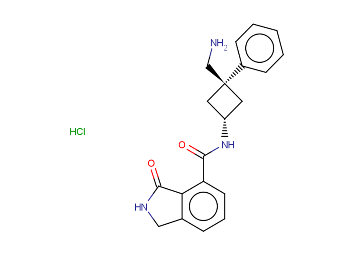 3-oxo-N-[(1r,3r)-3-(aminomethyl)-3-phenylcyclobutyl]-2,3-dihydro-1H-isoindole-4-carboxamide hydrochloride