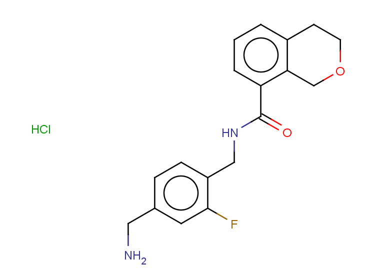 N-{[4-(aminomethyl)-2-fluorophenyl]methyl}-3,4-dihydro-1H-2-benzopyran-8-carboxamide hydrochloride