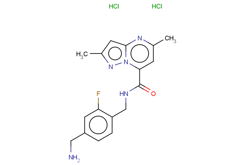 N-{[4-(aminomethyl)-2-fluorophenyl]methyl}-2,5-dimethylpyrazolo[1,5-a]pyrimidine-7-carboxamide dihydrochloride