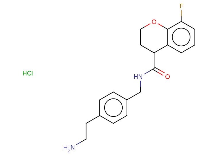 N-{[4-(2-aminoethyl)phenyl]methyl}-8-fluoro-3,4-dihydro-2H-1-benzopyran-4-carboxamide hydrochloride