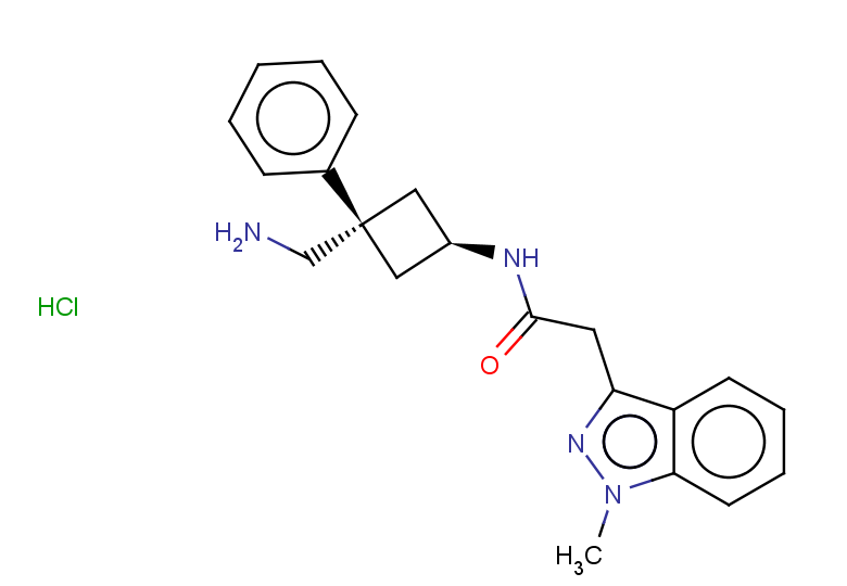 rac-2-(1-methyl-1H-indazol-3-yl)-N-[(1r,3r)-3-(aminomethyl)-3-phenylcyclobutyl]acetamide hydrochloride, cis
