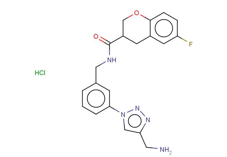 N-({3-[4-(aminomethyl)-1H-1,2,3-triazol-1-yl]phenyl}methyl)-6-fluoro-3,4-dihydro-2H-1-benzopyran-3-carboxamide hydrochloride