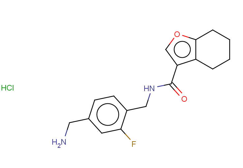N-{[4-(aminomethyl)-2-fluorophenyl]methyl}-4,5,6,7-tetrahydro-1-benzofuran-3-carboxamide hydrochloride