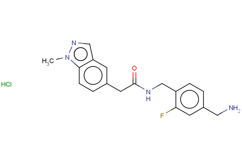 N-{[4-(aminomethyl)-2-fluorophenyl]methyl}-2-(1-methyl-1H-indazol-5-yl)acetamide hydrochloride