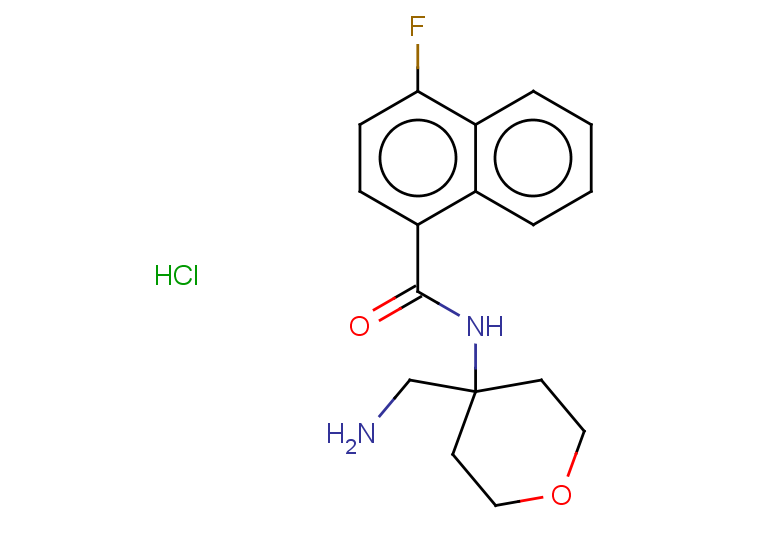 N-[4-(aminomethyl)oxan-4-yl]-4-fluoronaphthalene-1-carboxamide hydrochloride