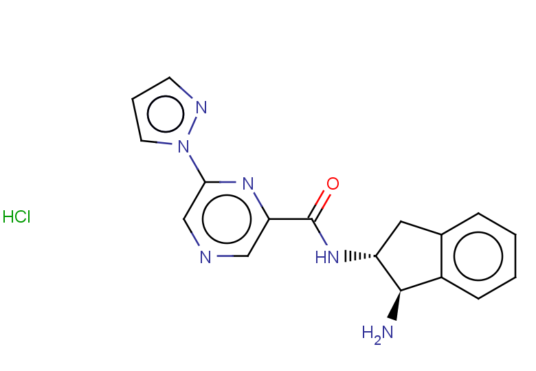 N-[(1R,2R)-1-amino-2,3-dihydro-1H-inden-2-yl]-6-(1H-pyrazol-1-yl)pyrazine-2-carboxamide hydrochloride