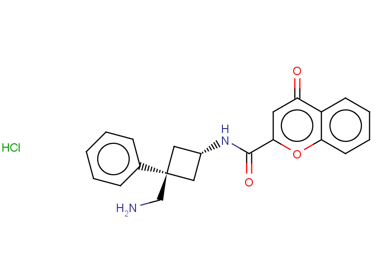 4-oxo-N-[(1r,3r)-3-(aminomethyl)-3-phenylcyclobutyl]-4H-chromene-2-carboxamide hydrochloride