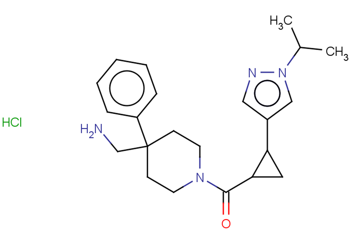 1-(4-phenyl-1-{2-[1-(propan-2-yl)-1H-pyrazol-4-yl]cyclopropanecarbonyl}piperidin-4-yl)methanamine hydrochloride