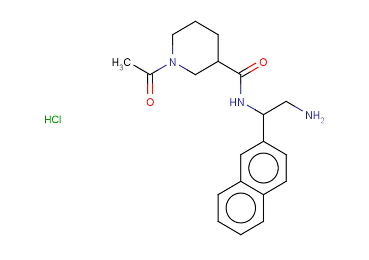 1-acetyl-N-[2-amino-1-(naphthalen-2-yl)ethyl]piperidine-3-carboxamide hydrochloride