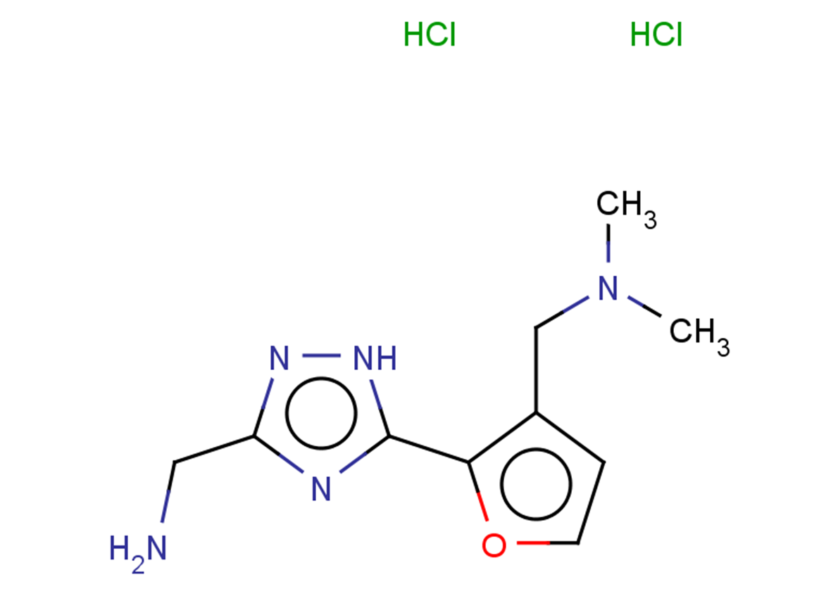 (5-{3-[(dimethylamino)methyl]furan-2-yl}-1H-1,2,4-triazol-3-yl)methanamine dihydrochloride