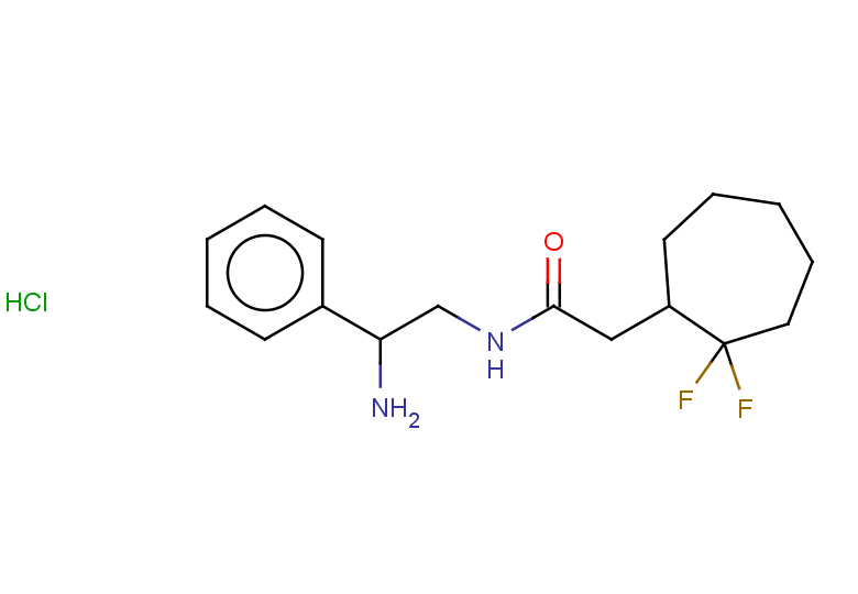 N-(2-amino-2-phenylethyl)-2-(2,2-difluorocycloheptyl)acetamide hydrochloride