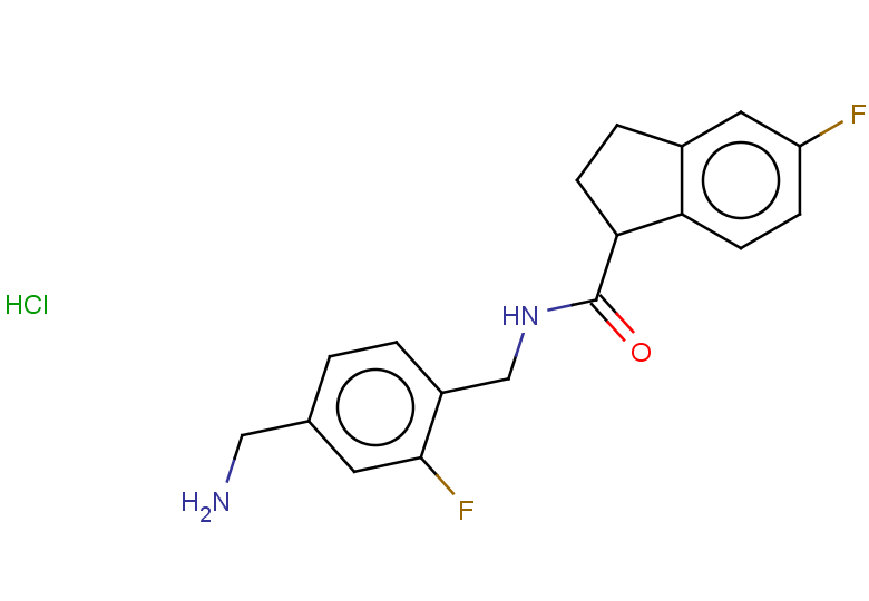 N-{[4-(aminomethyl)-2-fluorophenyl]methyl}-5-fluoro-2,3-dihydro-1H-indene-1-carboxamide hydrochloride