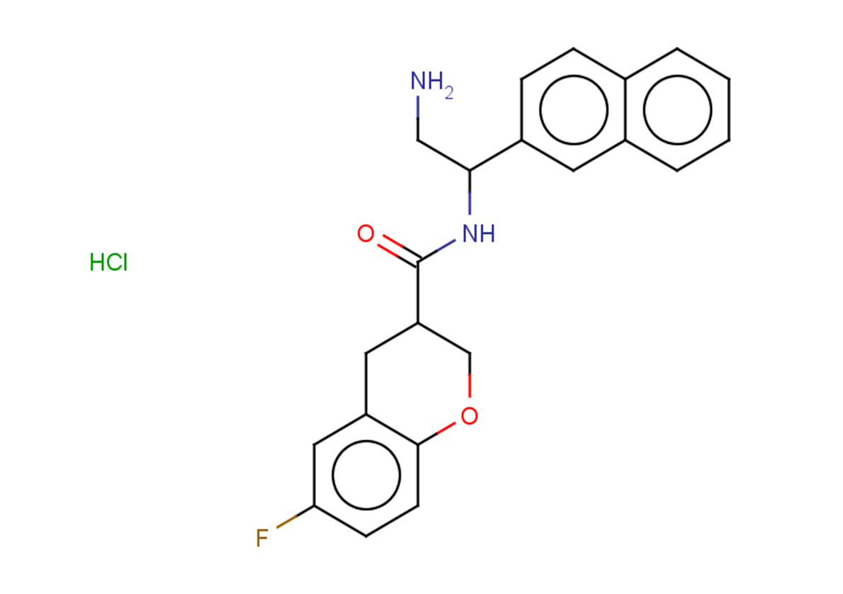 N-[2-amino-1-(naphthalen-2-yl)ethyl]-6-fluoro-3,4-dihydro-2H-1-benzopyran-3-carboxamide hydrochloride