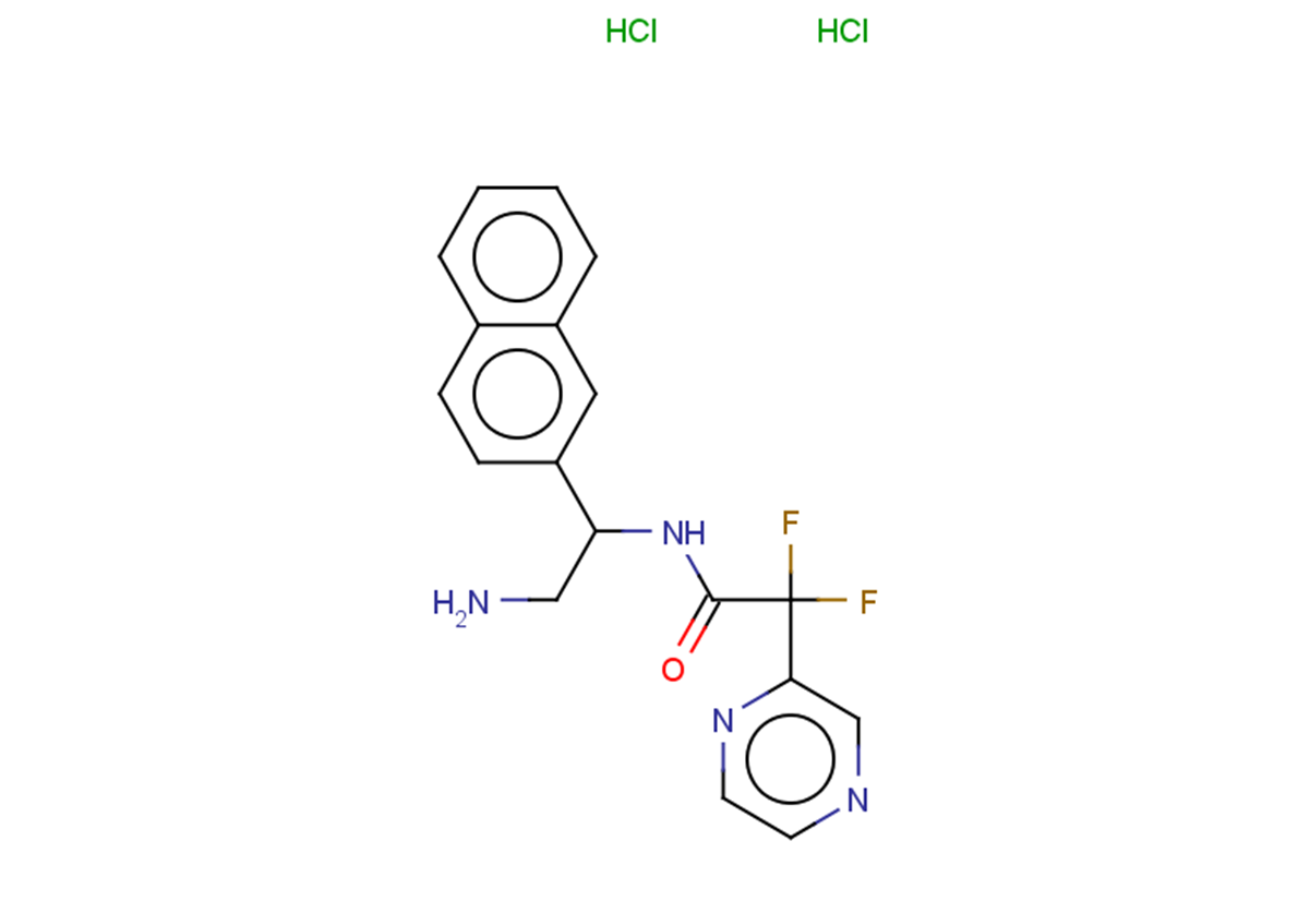 N-[2-amino-1-(naphthalen-2-yl)ethyl]-2,2-difluoro-2-(pyrazin-2-yl)acetamide dihydrochloride