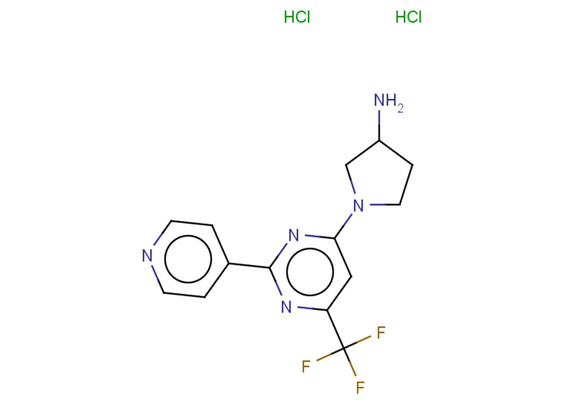 1-[2-(pyridin-4-yl)-6-(trifluoromethyl)pyrimidin-4-yl]pyrrolidin-3-amine dihydrochloride