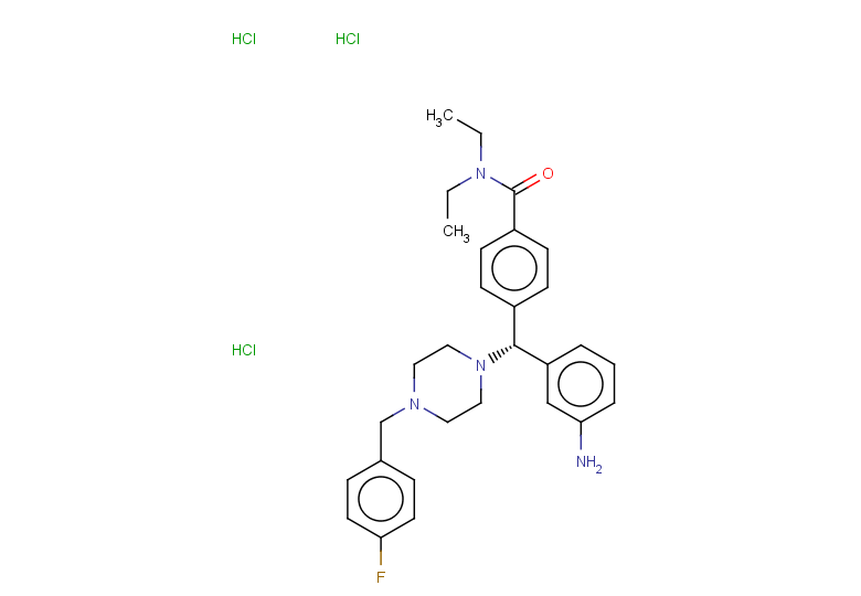 4-[(R)-(3-aminophenyl)({4-[(4-fluorophenyl)methyl]piperazin-1-yl})methyl]-N,N-diethylbenzamide trihydrochloride
