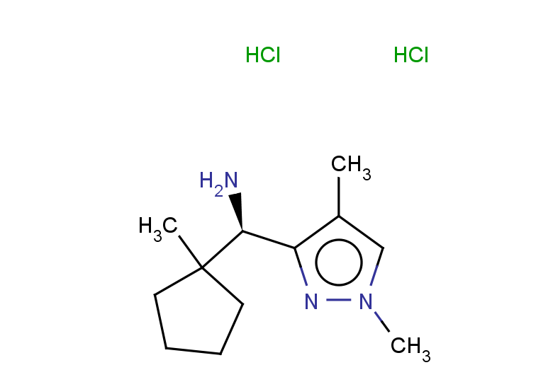 (1R)-1-(1,4-dimethyl-1H-pyrazol-3-yl)-1-(1-methylcyclopentyl)methanamine dihydrochloride