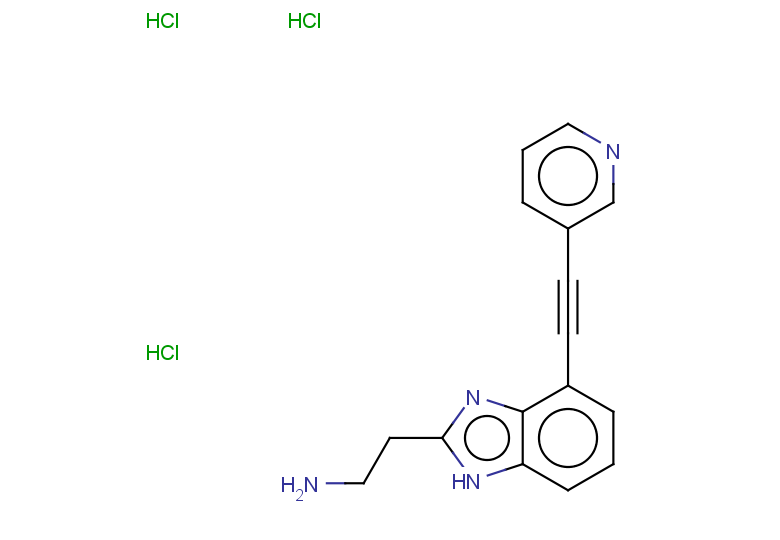 2-{4-[2-(pyridin-3-yl)ethynyl]-1H-1,3-benzodiazol-2-yl}ethan-1-amine trihydrochloride