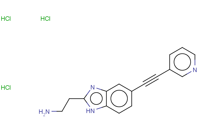 2-{5-[2-(pyridin-3-yl)ethynyl]-1H-1,3-benzodiazol-2-yl}ethan-1-amine trihydrochloride