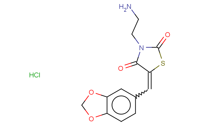 3-(2-aminoethyl)-5-(1,3-dioxaindan-5-ylmethylidene)-1,3-thiazolidine-2,4-dione hydrochloride